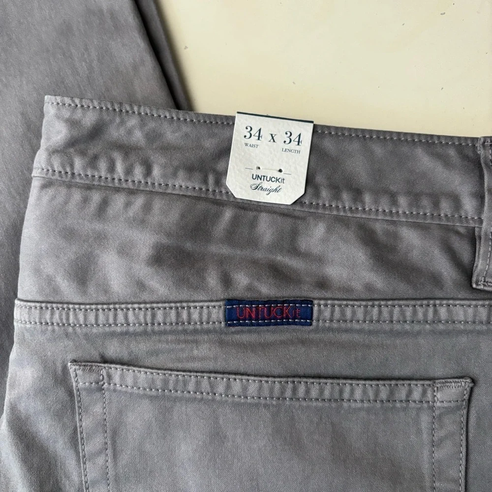 UNTUCKit Men’s Straight Fit 5-Pocket Pima Cotton Pant 34x34 Gray New